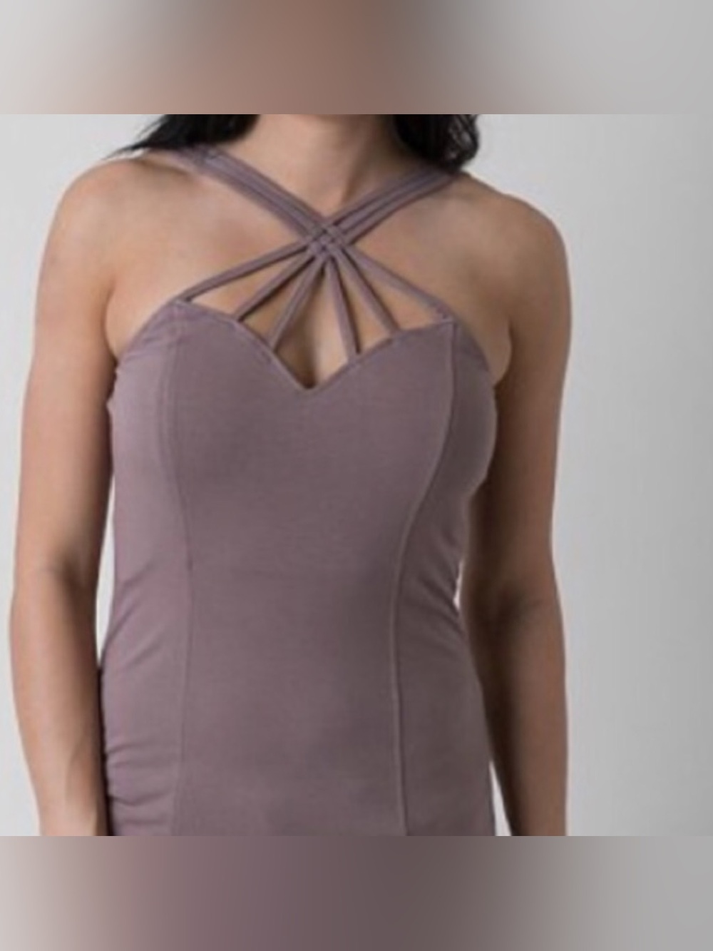 BKE Red Strappy Bodycon Tank Dress Mauve Taupe Size Medium